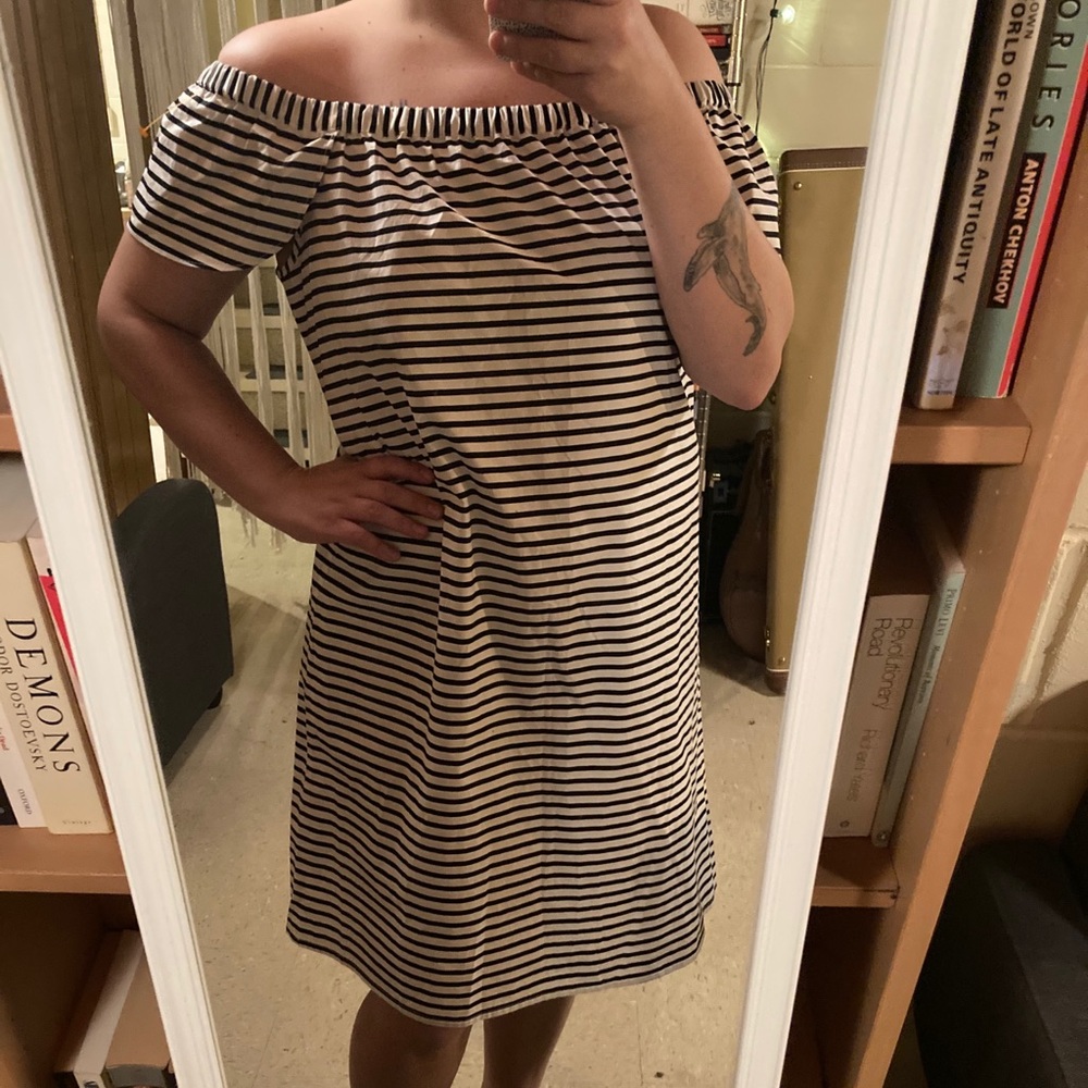 Striped off the shoulder dress